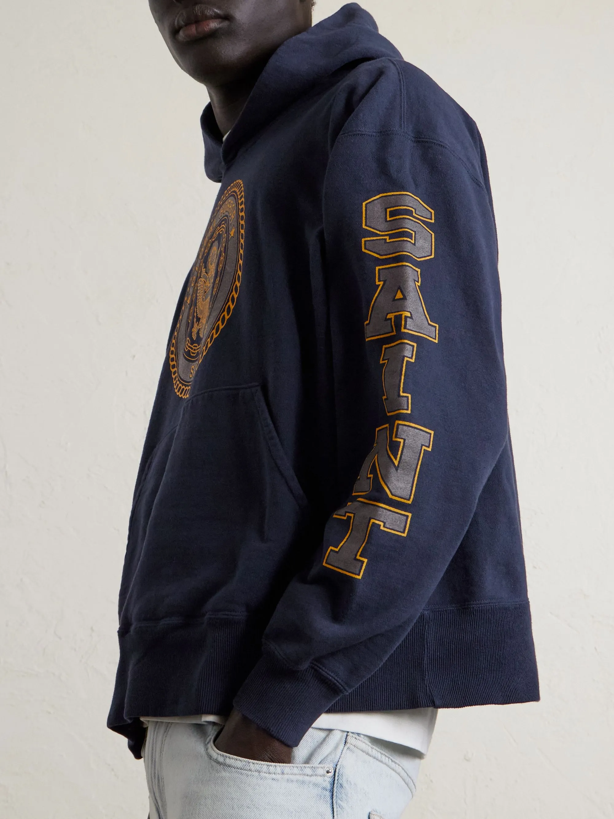 SAINT Mxxxxxx HOODIE/SAINT/NVY Reflective Angel Hoodie Blue S-XL Original open mold Loose cut Comfortable fit Top printing technology 3M reflective paste Best reflective effect in the industry Correct version Original consistent main mark/wash mark/cherub anti-counterfeiting